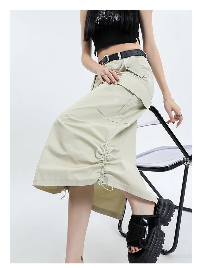 Mid Long Skirts A-Line Skirt - INTOHYPEZONE