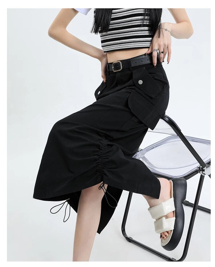 Mid Long Skirts A-Line Skirt - INTOHYPEZONE
