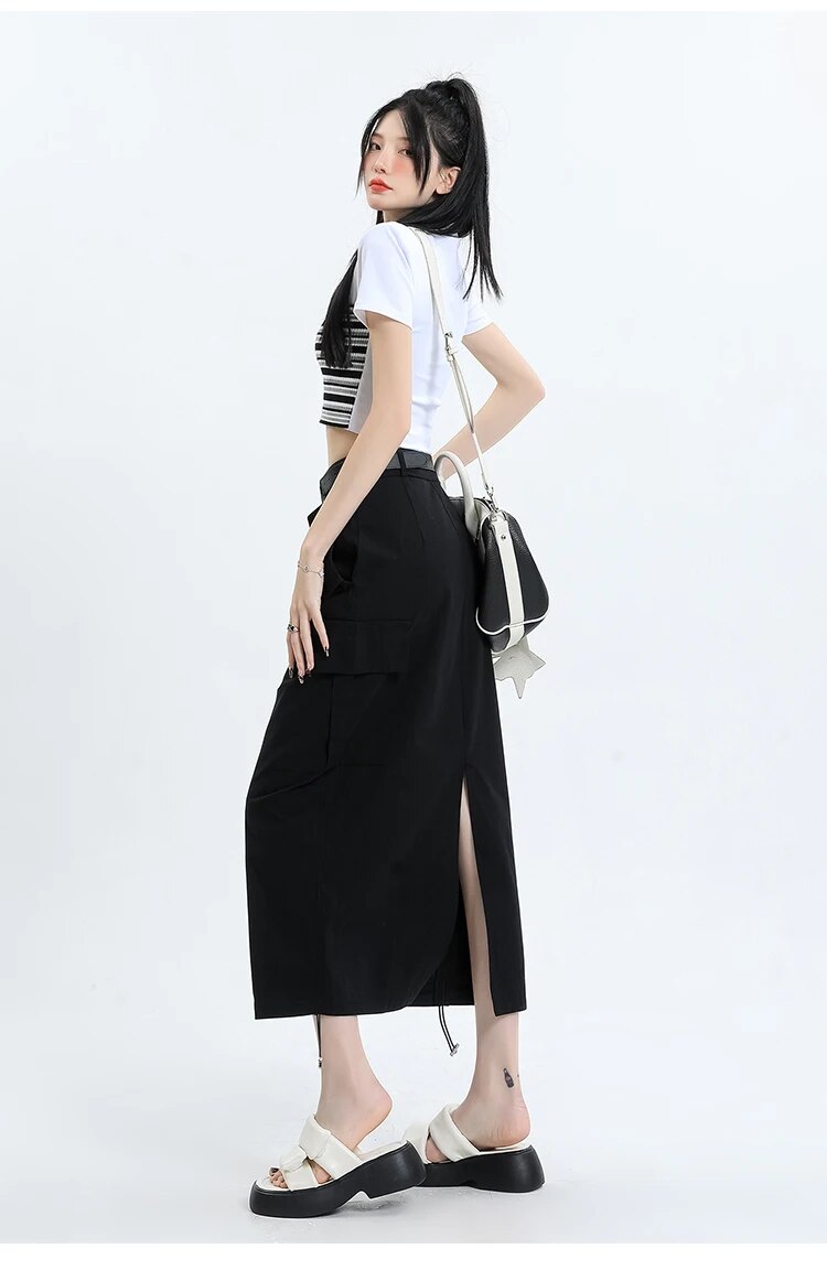 Mid Long Skirts A-Line Skirt - INTOHYPEZONE