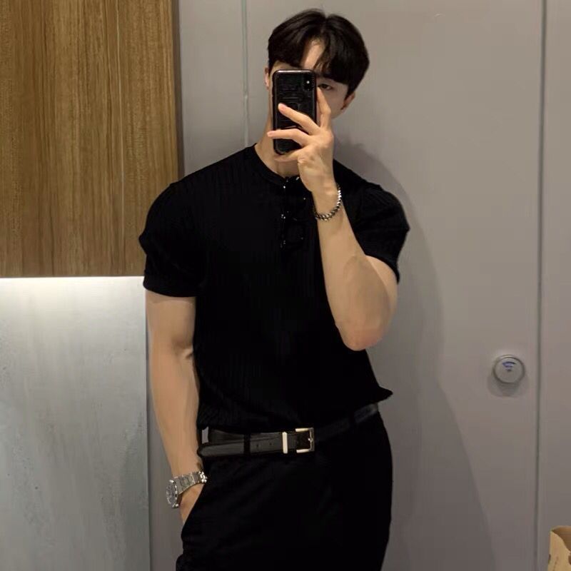 Vertical Knit Pullover: Collars label short sleeve by INTOHYPEZONE