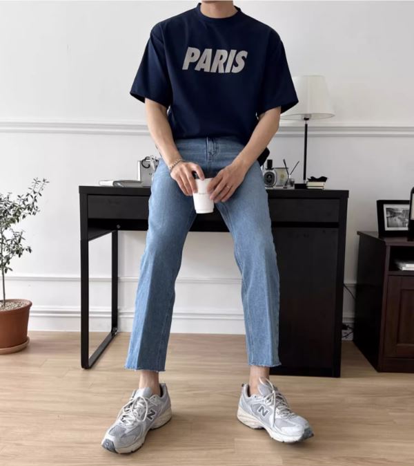 Round Neck PARIS Lettered Cotton T-Shirt - INTOHYPEZONE SUMMER
