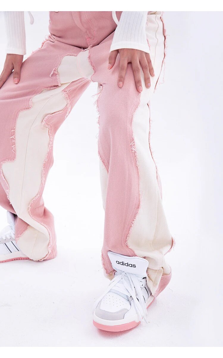 Pink High Waist Baggy Jeans Denim - INTOHYPEZONE