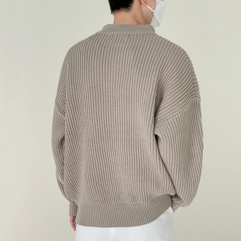 Stand Collar Zipper Knitted Sweater - INTOHYPEZONE