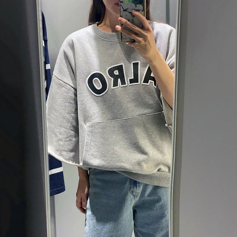 ALRO Letter Print Short Sleeve T-shirt - INTOHYPEZONE