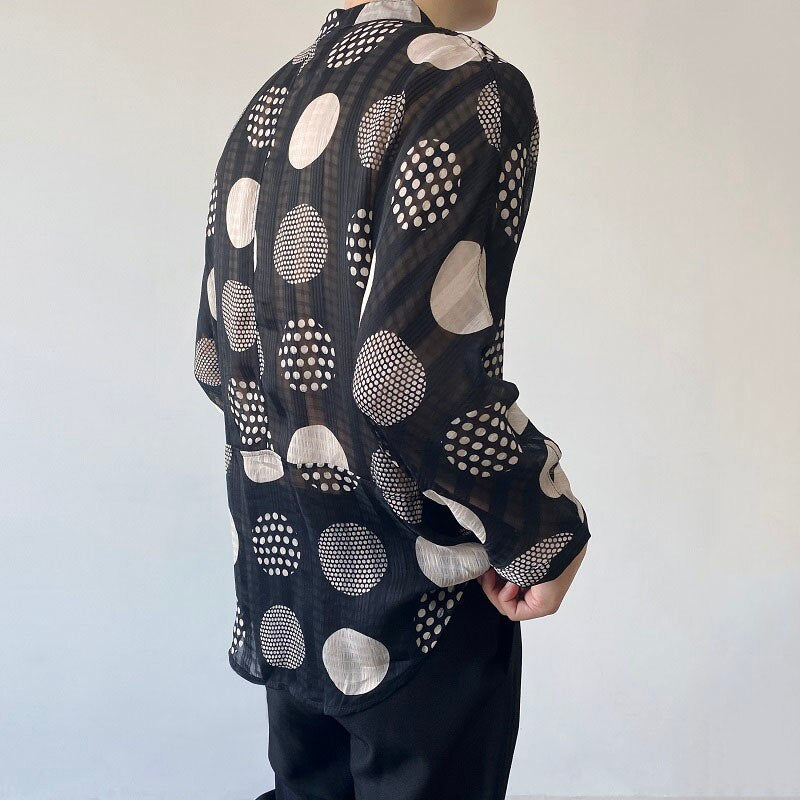 Polka Dot printed Casual See-Through Shirt - IMZ Summer