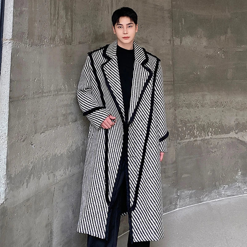 Thickened Weave Twill Lapel Wool Over Coat - INTOHYPEZONE