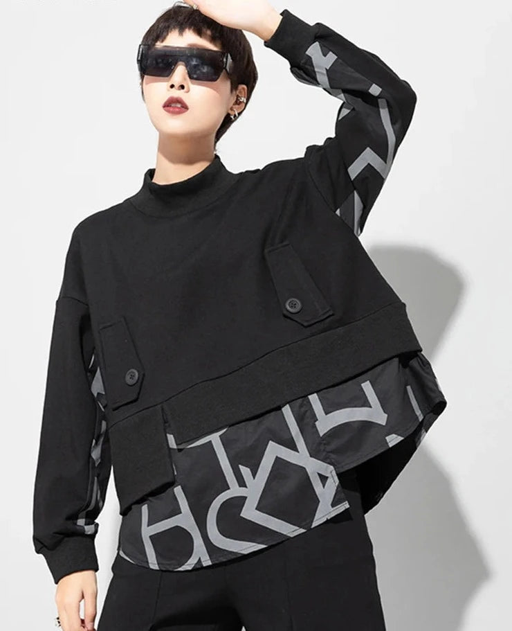 Big Size Irregular Spliced Top - INTOHYPEZONE