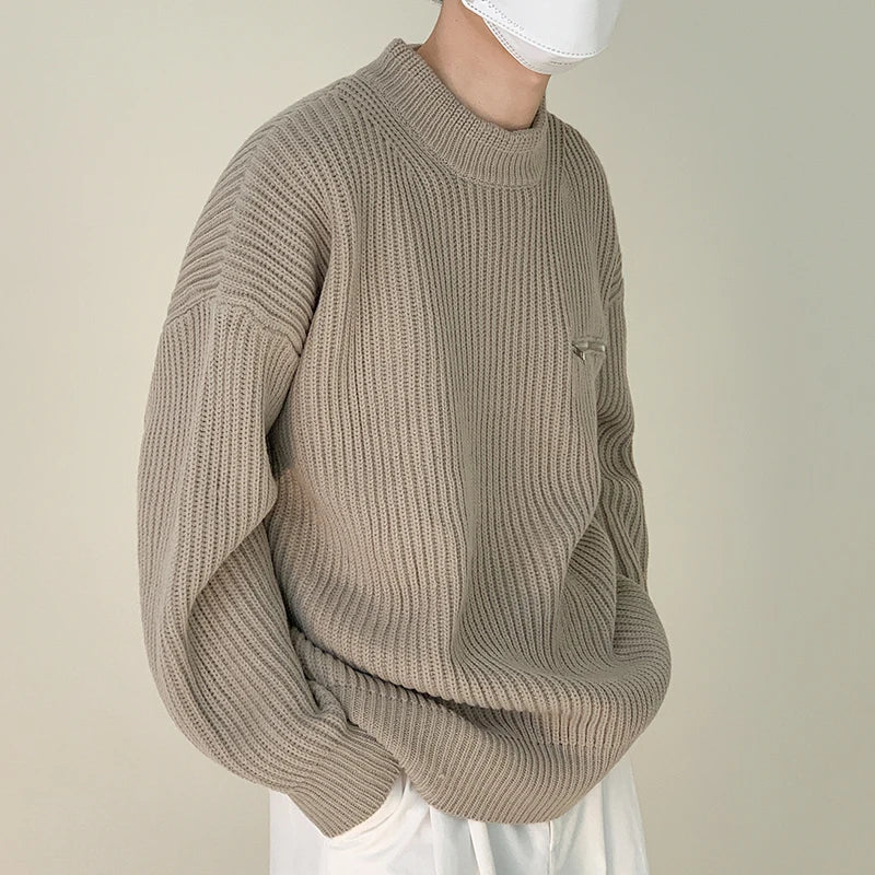 Stand Collar Zipper Knitted Sweater - INTOHYPEZONE