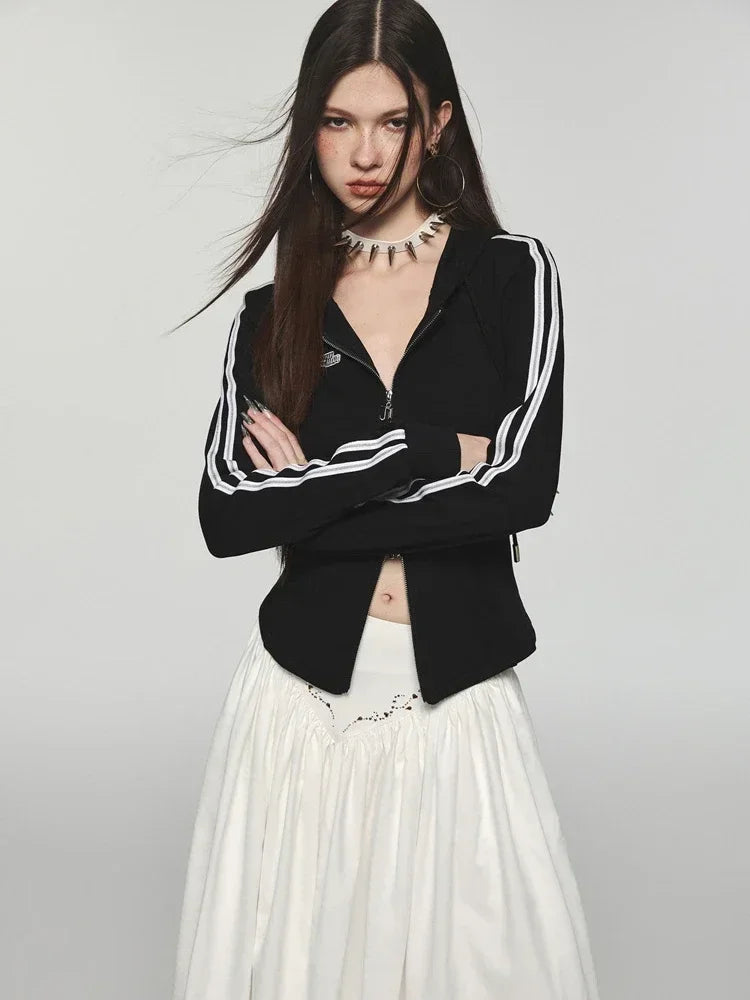 Zip Up Crop Hooded Shirt - INTOHYPEZONE
