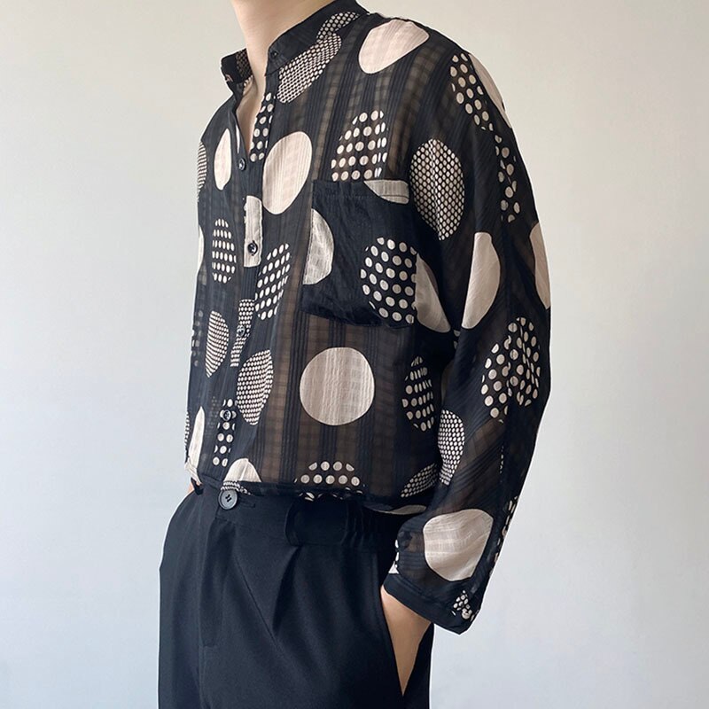 Polka Dot printed Casual See-Through Shirt - IMZ Summer