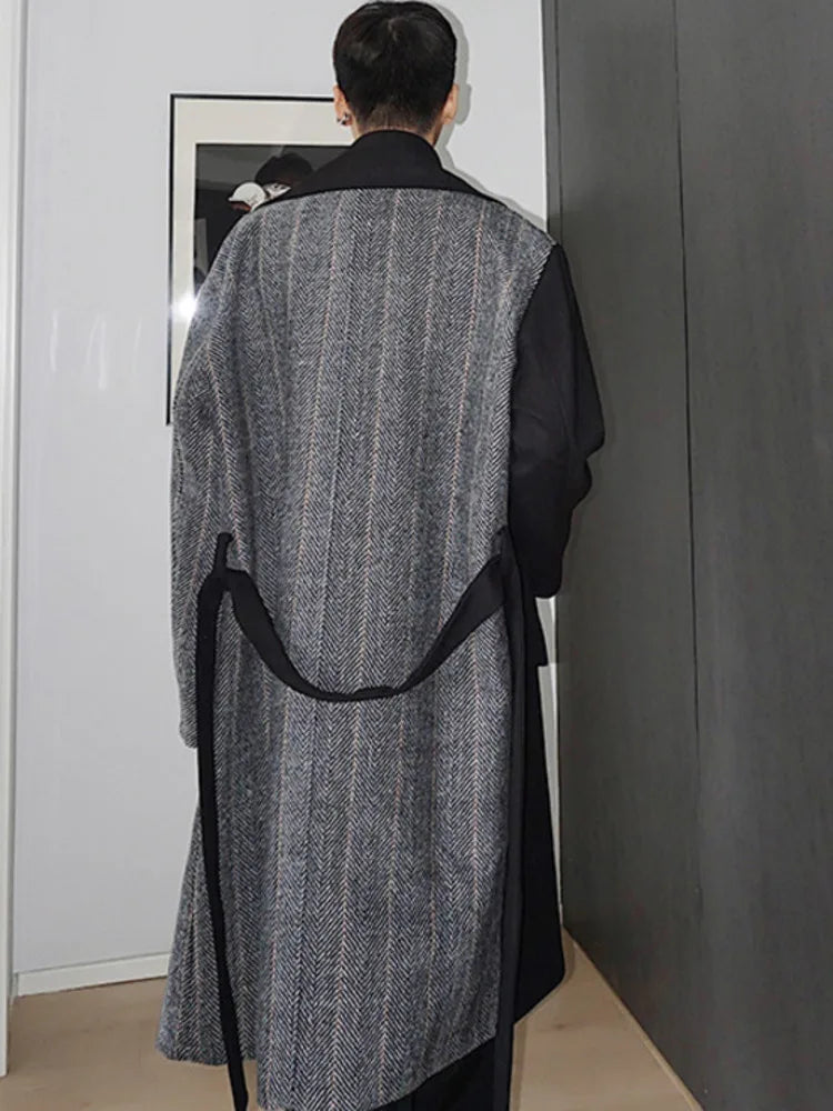 Woolen Patchwork Long Coat - INTOHYPEZONE