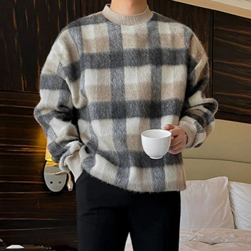 Plaid Long Sleeve Patchwork Sweatshirt - INTOHYPEZONE