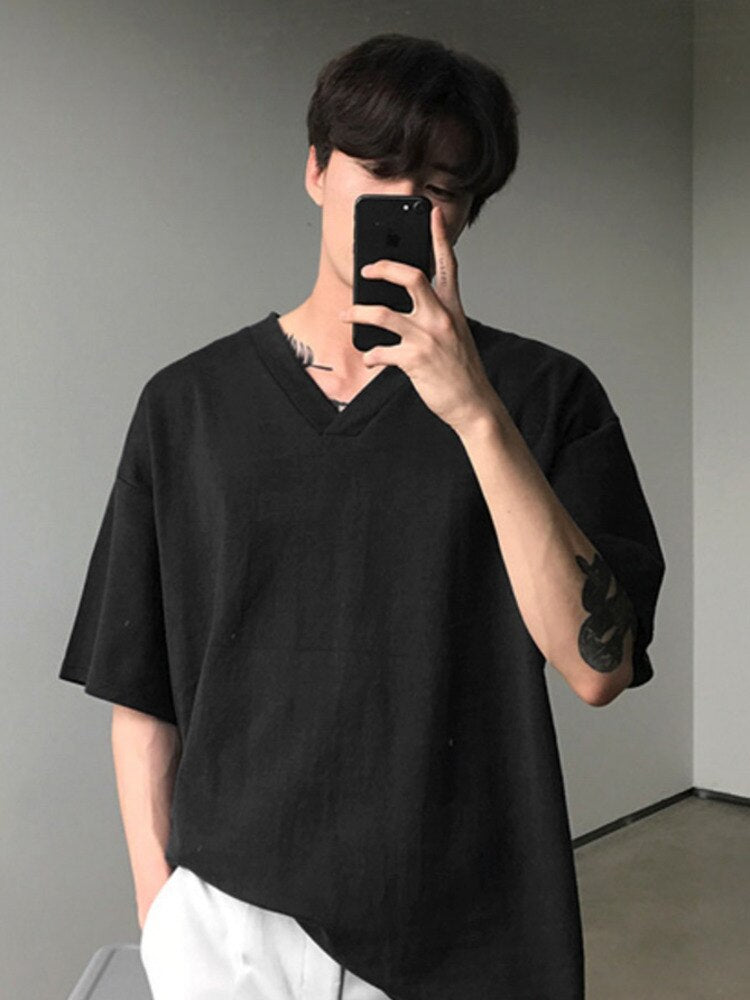 Short-Sleeve V-Neck T-shirt by INTOHYPEZONE SUMMER