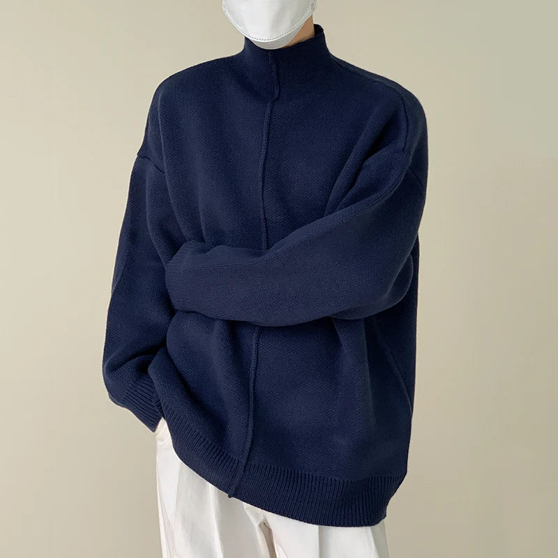 Mock Neck Pleated Pullover Sweater - INTOHYPEZONE
