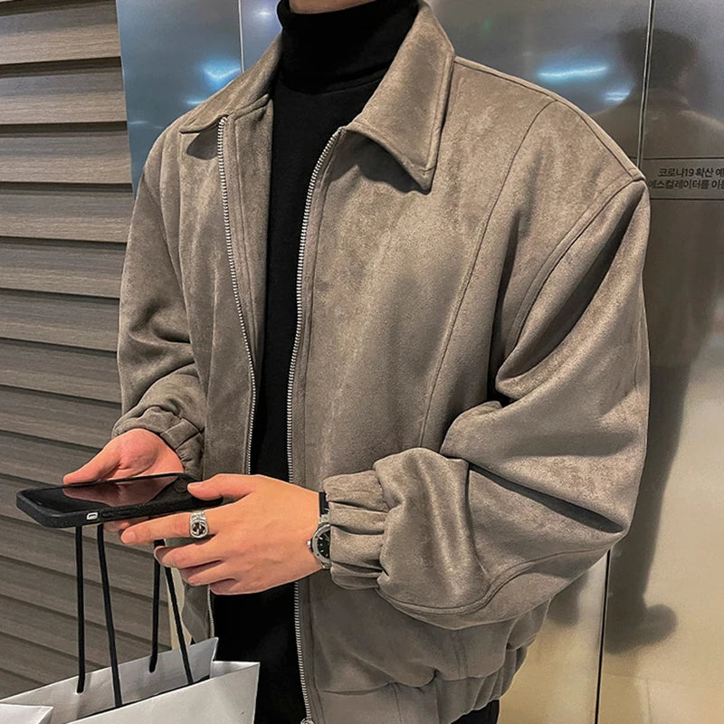 Vintage Solid Color Short Chamois Jacket - INTOHYPEZONE
