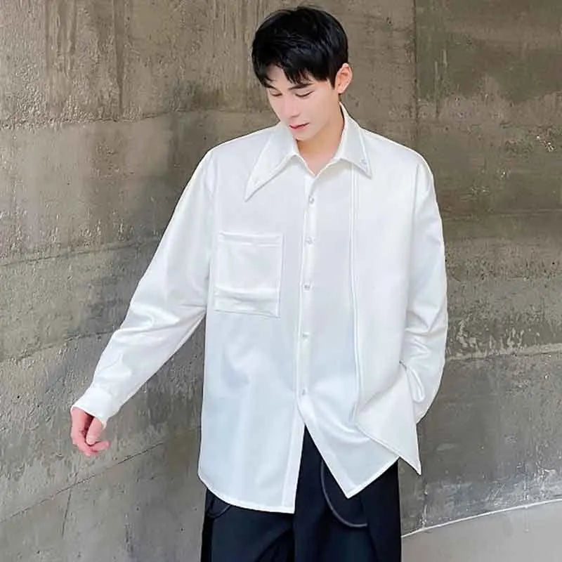 Peaked Collar Buckle Pockets Shirt - INTOHYPEZONE