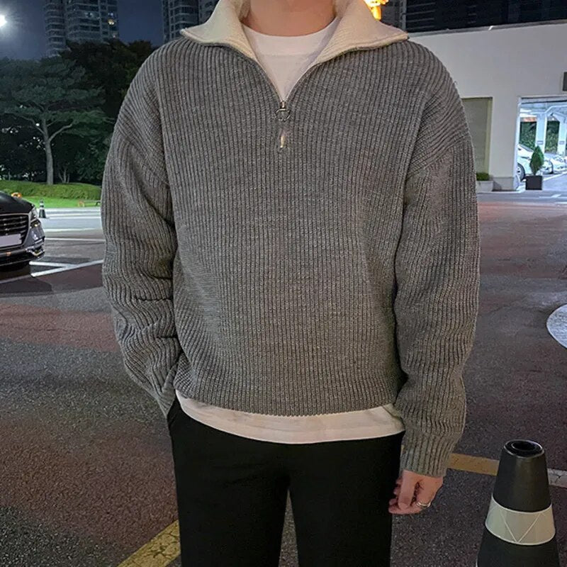 High Neck Zipper Sweater - INTOHYPEZONE