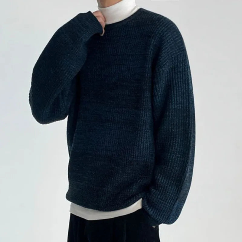 Round Collar Solid Knitted Pullover - INTOHYPEZONE