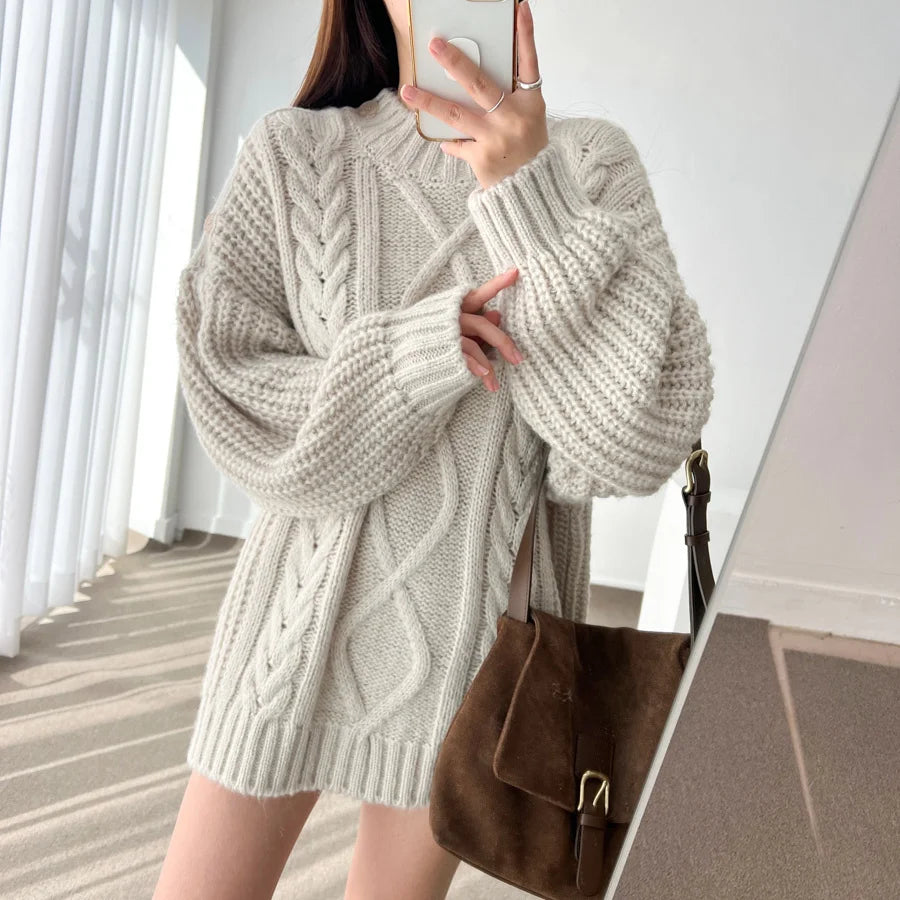 Slash Collar Knitted Pullover - INTOHYPEZONE