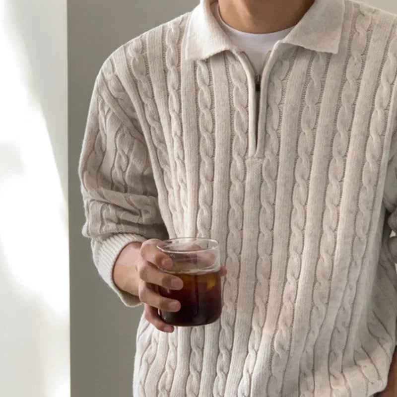 Half Zip Lapel Knitted Pullover - INTOHYPEZONE