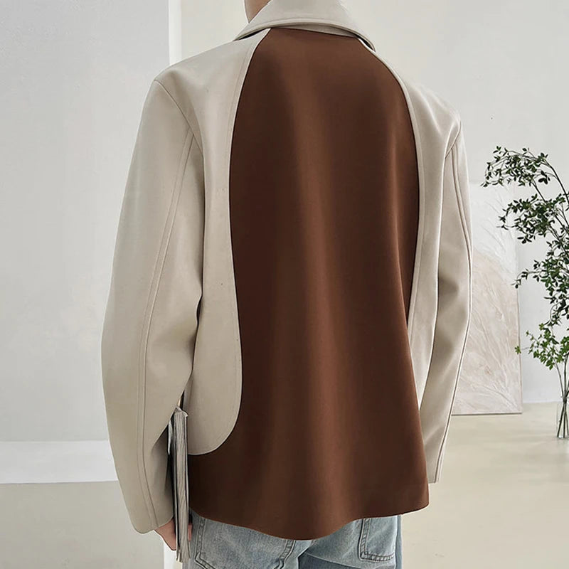 Woolen Contrast Color Loose Jacket - INTOHYPEZONE