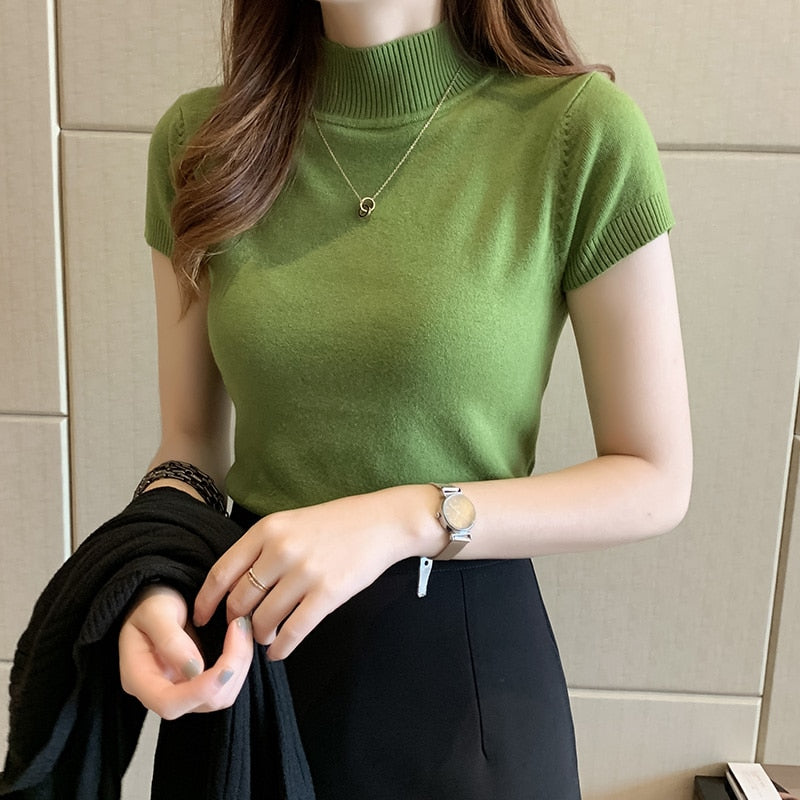 Turtleneck Knitted Women Blouse - INTOHYPEZONE WOMEN