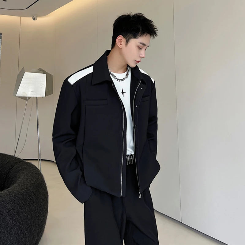 Black White Contrast Color Casual Jacket - INTOHYPEZONE