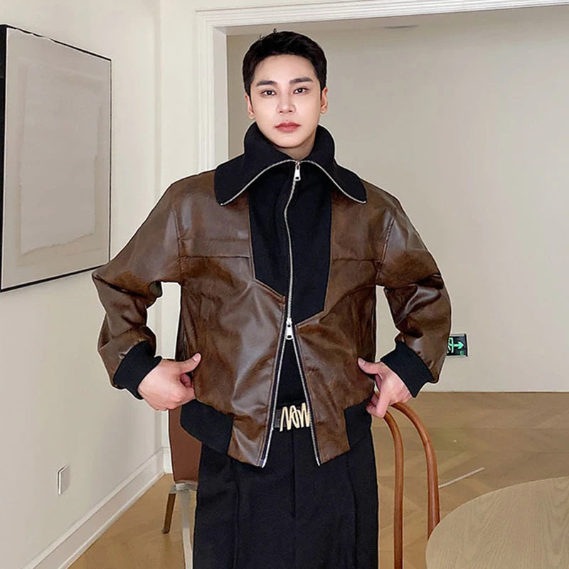 Stand Collar Leather Jacket - INTOHYPEZONE