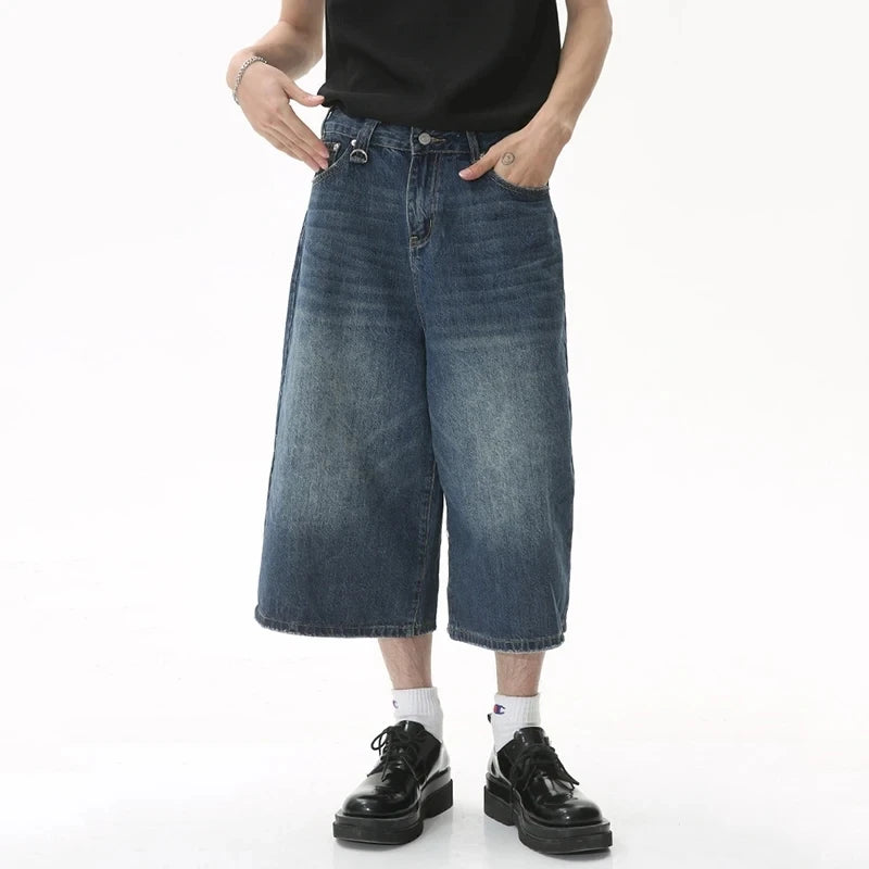 Washed Knee Length Denim Shorts - INTOHYPEZONE