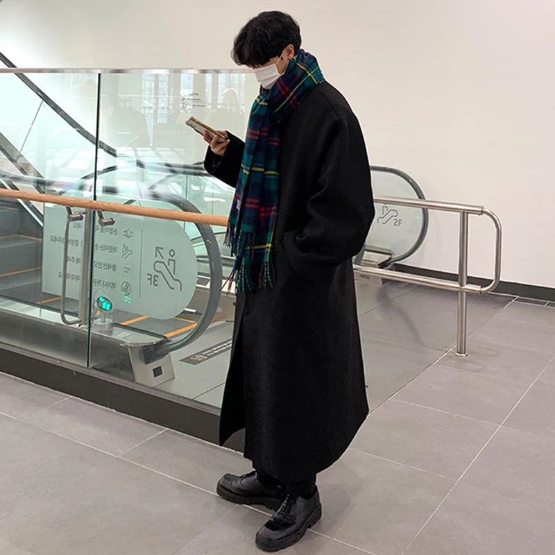 Black Woolen Long Overcoat - INTOHYPEZONE