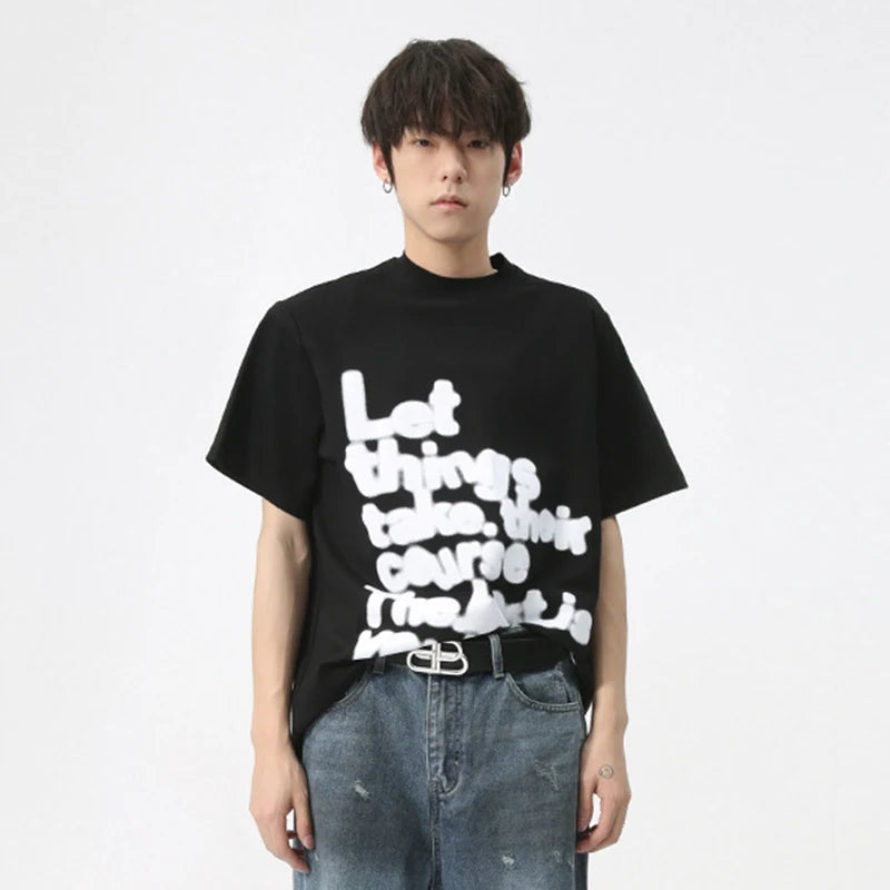 Letter Print Crewneck T-shirt - INTOHYPEZONE