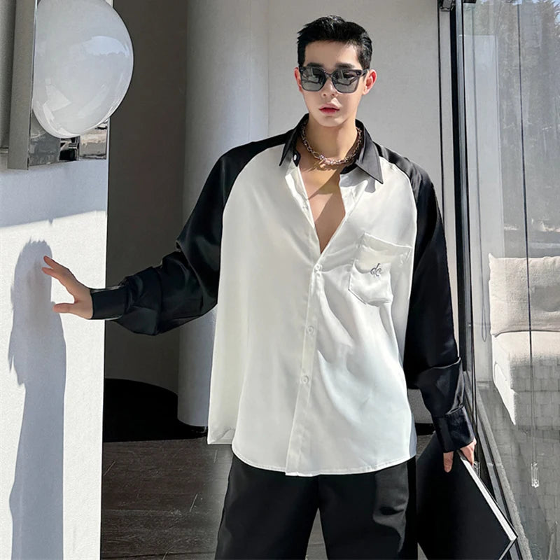 Contrast Color Spliced Shirt - INTOHYPEZONE