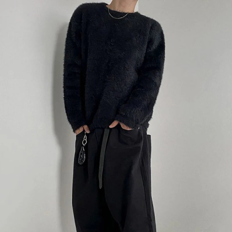 Mink Solid Color Round Neck Sweater - INTOHYPEZONE