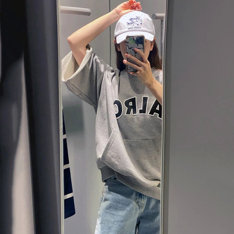 ALRO Letter Print Short Sleeve T-shirt - INTOHYPEZONE