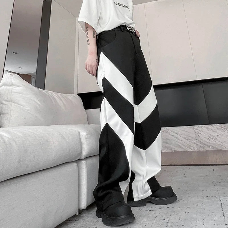 Contrast Color Baggy Casual Pants - INTOHYPEZONE