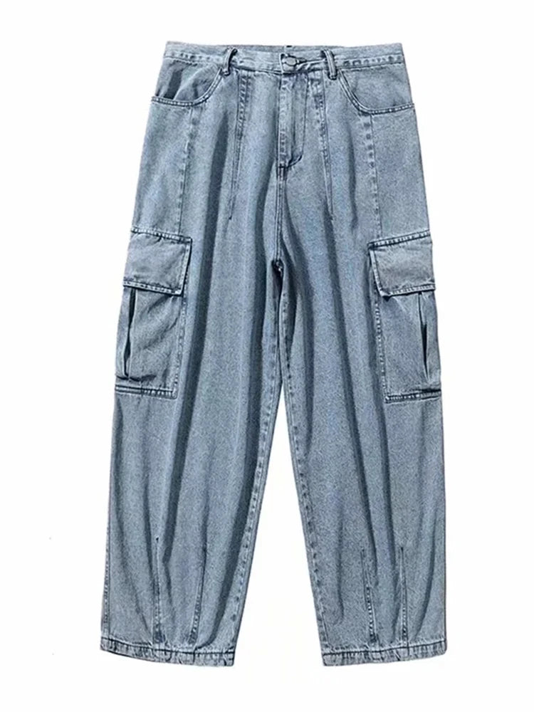 Baggy Loose Cargo Denim Pants - INTOHYPEZONE