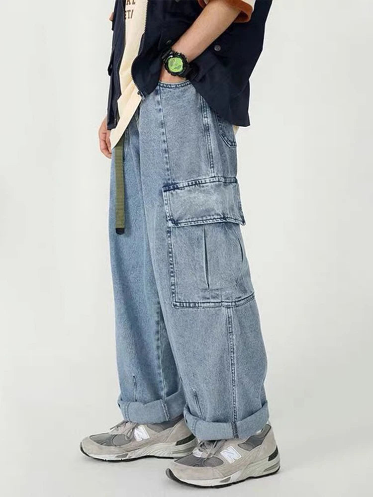 Baggy Loose Cargo Denim Pants - INTOHYPEZONE