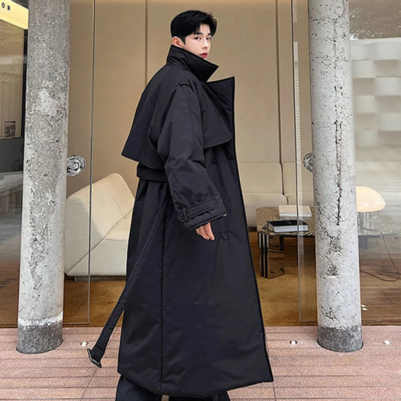 Double Breasted Over Knee Padded Coat - INTOHYPEZONE