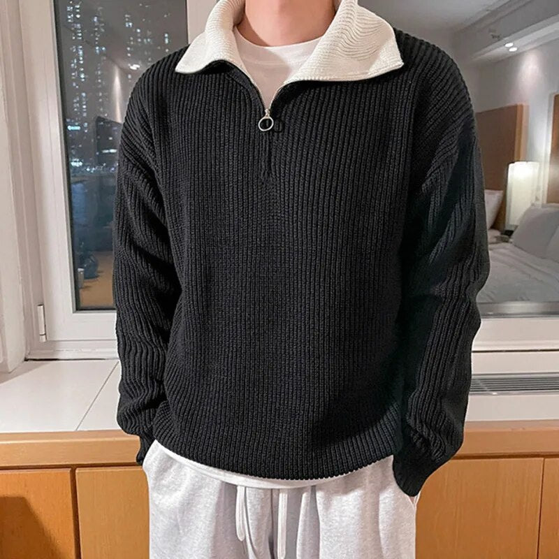 High Neck Zipper Sweater - INTOHYPEZONE