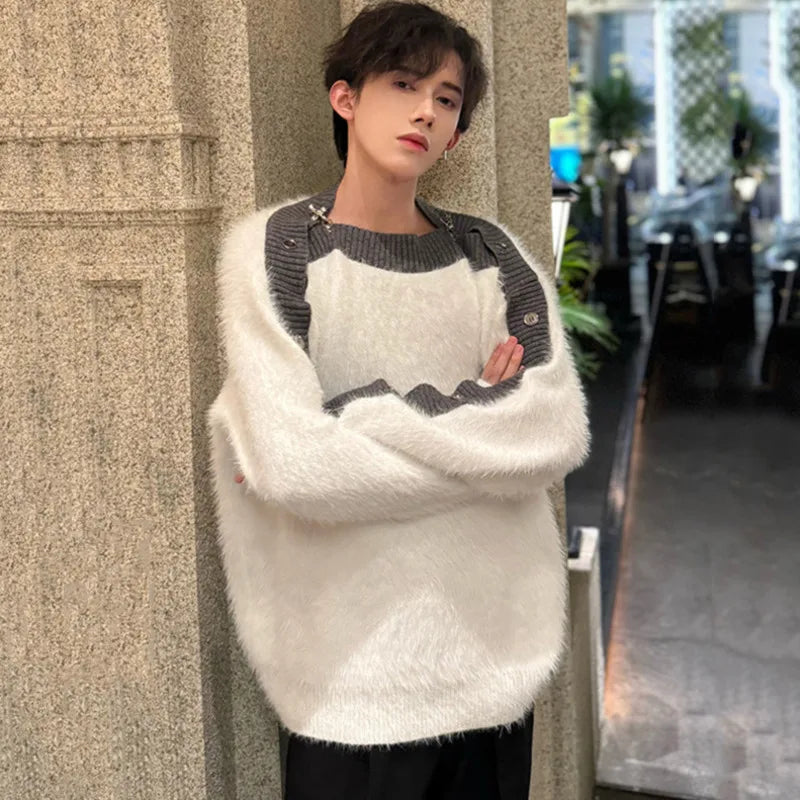 Plush Patchwork Knitting Pullover - INTOHYPEZONE