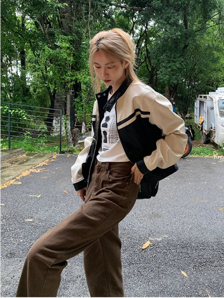 PU Zip-up Bomber Jacket - INTOHYPEZONE