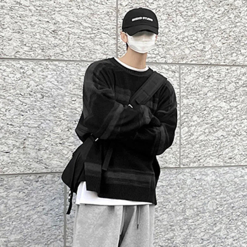 Contrast Stripe Round Neck Pullovers - INTOHYPEZONE