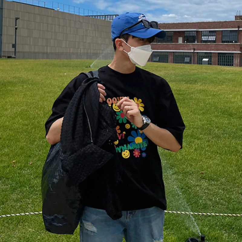 Summer Floral Print Crewneck T-shirt - INTOHYPEZONE