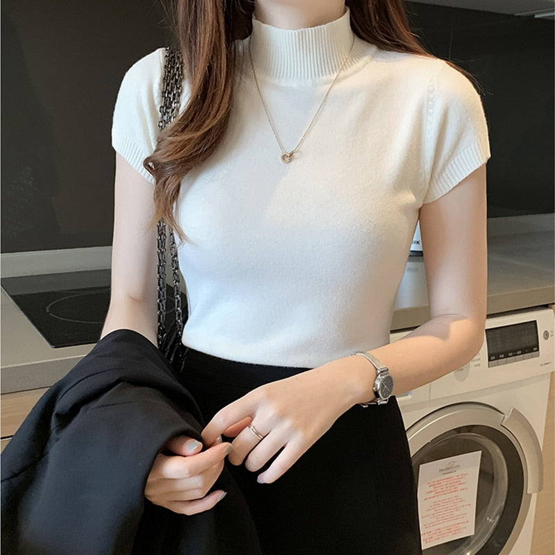 Turtleneck Knitted Women Blouse - INTOHYPEZONE WOMEN