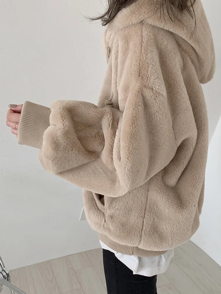 Big Pocket Plush Hooded Fashion Jacket - INTOHYPEZONE