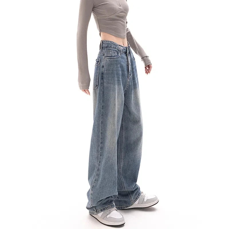 Retro High Waist Straight Denim Pants - INOTHYPEZONE