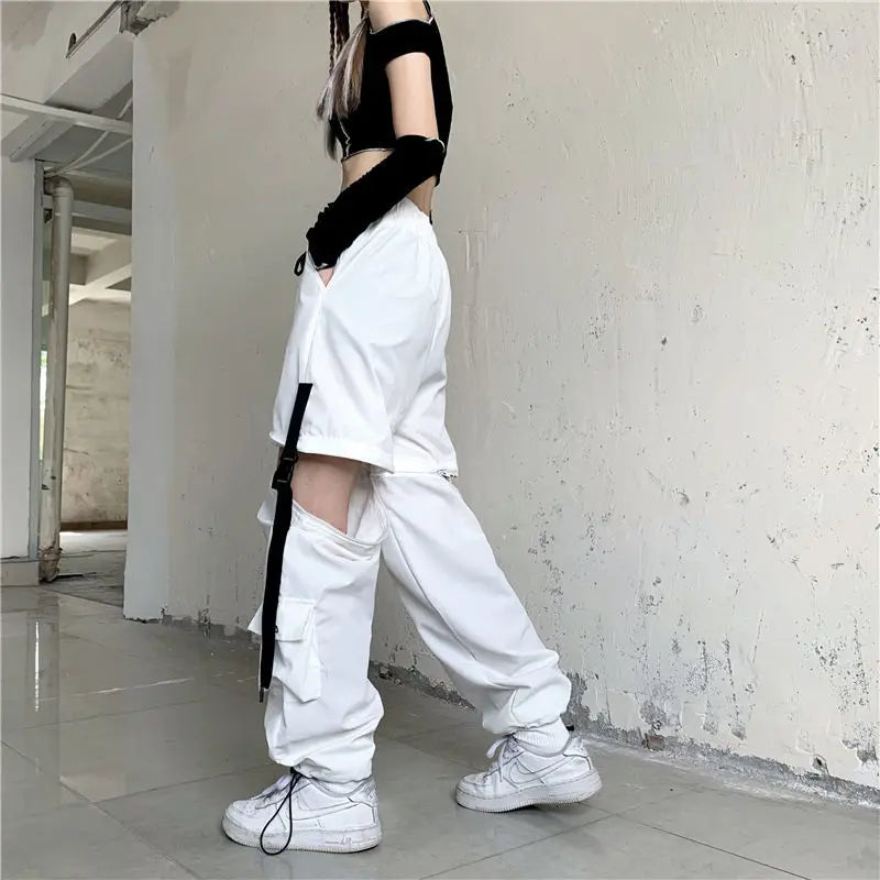 White High Waist Cargo Pants - INTIOHYPEZONE