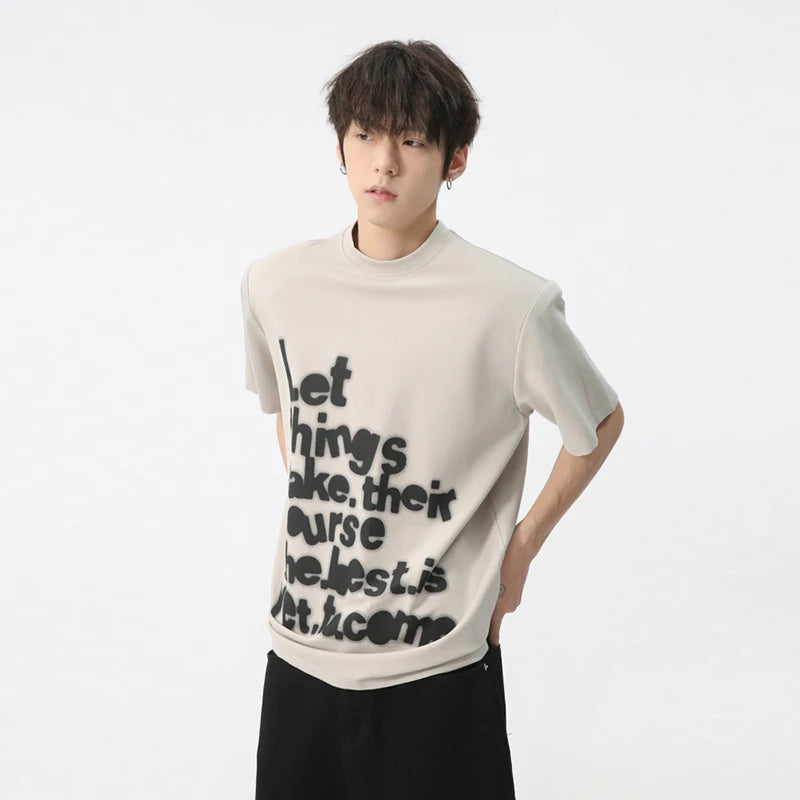 Letter Print Crewneck T-shirt - INTOHYPEZONE