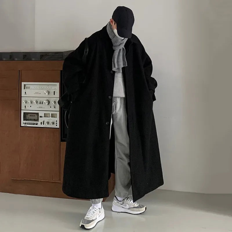 Wool Loose Lapel Long Coat - INTOHYPEZONE