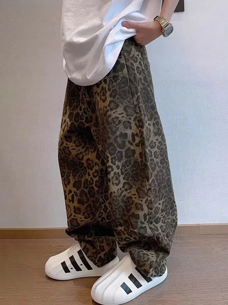 Leopard Loose Casual Denim Jeans - INTOHYPEZONE